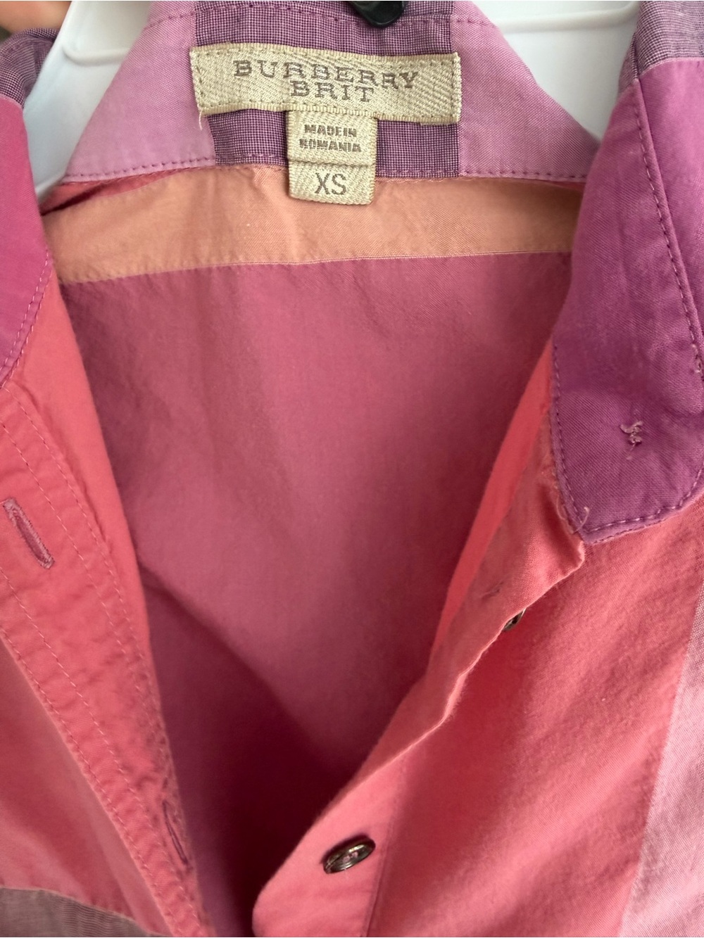 Burberry Brit Pink and Coral Colorblock Trench Coat